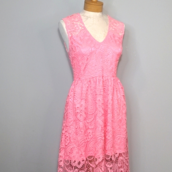 Yumi Kim Summer Heartbeat Orchid Pink Lace Crochet Sleeveless High Low V Neck - Picture 12 of 15